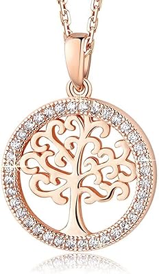 Collier arbre de vie pour femmes filles collier en argent or rose