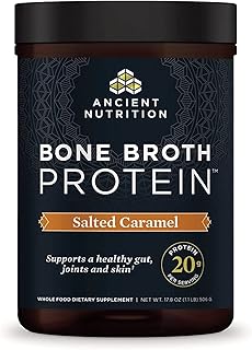 Protéine de bouillon d'os dr. axe ancient nutrition (caramel au sel, 540 g)