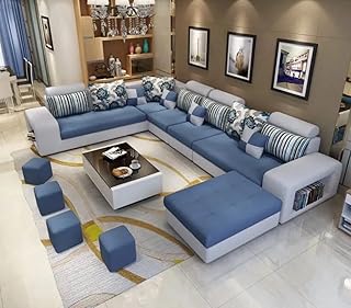 Ensemble canapé d'angle pour salon, appartement et ensemble de meubles de salon (bleu)