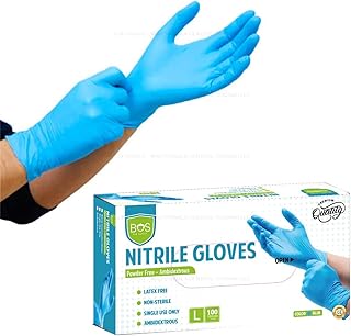 Gants d'examen en nitrile de biosécurité (bos), paquet de 100 gants - qualité