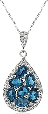 Pendentif en argent sterling avec topaze bleue et blanche