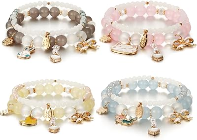 Ensemble de 8 bracelets kawaii - bracelets en perles de cristal extensibles