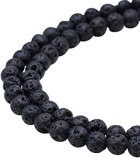 Ph pandahall 64 pièces 6mm pierre de lave noire naturelle pierre gemme ronde