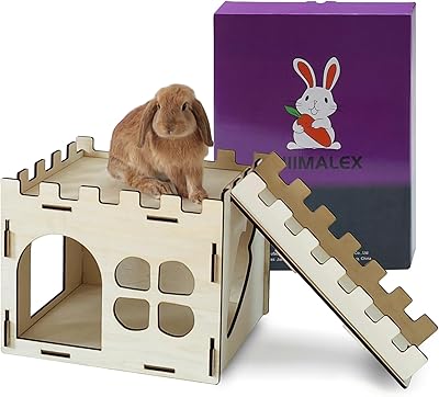 Hiimalex très grande cachette robuste pour lapins d'intérieur, maison de jeu avec escaliers, bords arrondis, habitats détachables pour lapins, cochons d'inde, chinchilla, hérisson (nouveau château avec rampe). Diaytar : Acheter moins cher n'a jamais été aussi facile