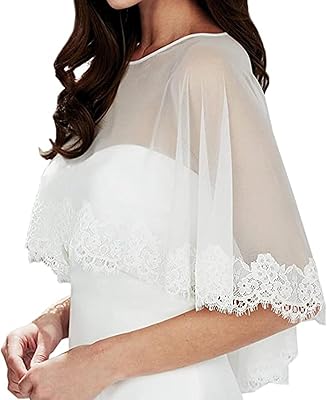 Châle en dentelle pour femme pour mariée avec robe de tulle et brodée