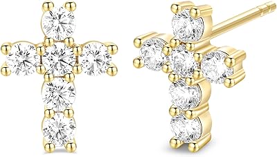 Boucles d'oreilles croix en argent sterling 925 hypoallergénique pour hommes et femmes, boucles