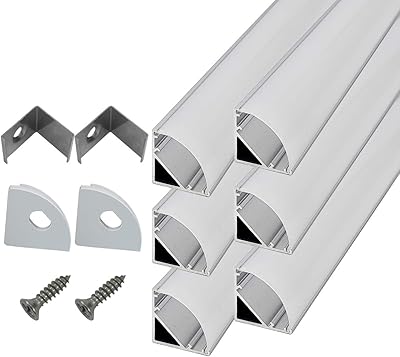 Ensemble de 6 pièces système de canaux led en aluminium 16x16mm avec couvercle