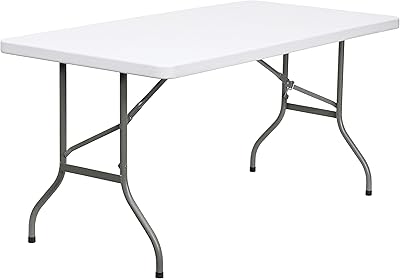 Table pliante en plastique granit blanc flash furniture, 5 pieds de long