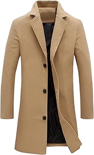 Trench-coat long à simple boutonnage pour homme, coupe ajustée, lars amadeus, m