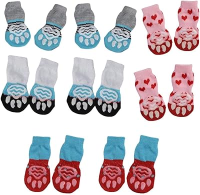 Delfino 16 pièces chaussettes de protection des pattes de chien en coton, mignonnes