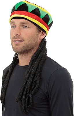 Bristol novelty bh491 chapeau et cheveux rasta unisexe pour adulte, multicolore, taille unique
