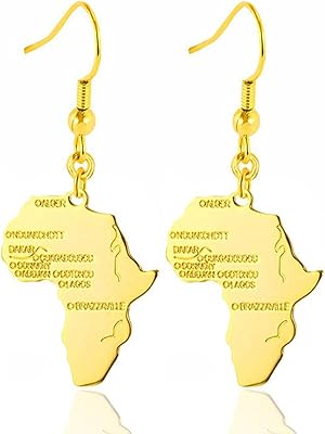 Doafriafri afrique carte forme boucles d'oreilles tribal style africain continental dangle boucle d'oreille
