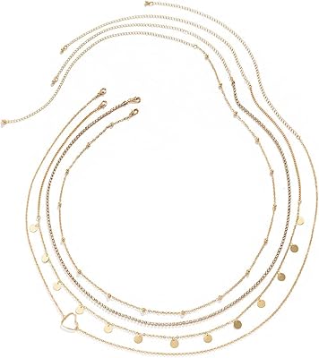 Chaîne de taille multicolore et argentée pour femmes parsemée de pierres multicouches