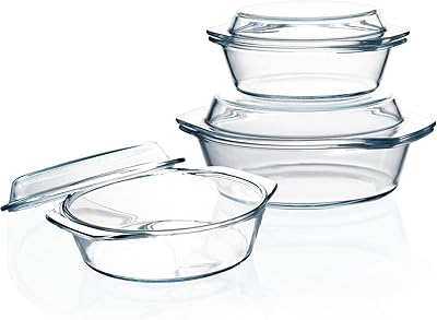 Cocotte ronde en verre transparent avec couvercle, cocottes en verre avec couvercle