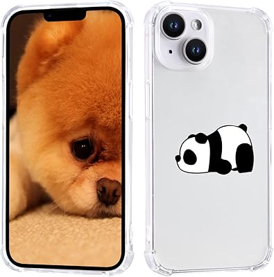 Une coque transparente avec un motif panda de dessin animé pour iphone 11