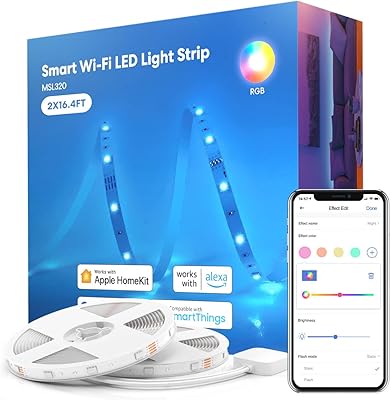 Bande lumineuse led intelligente fonctionne avec apple homekit, bande d'éclairage wifi rvb