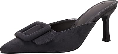 Sandales à petit talon à enfiler avec boucle en daim pour femmes, bout