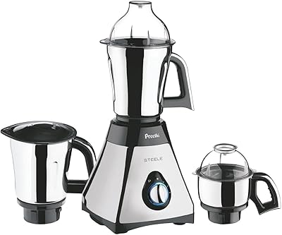 Broyeur mélangeur en acier preethi 3 pots, 550 watts, argent