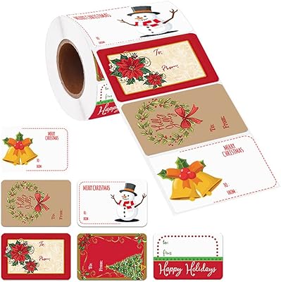 Étiquettes cadeaux autocollantes - étiquettes cadeaux de noël - étiquettes décoratives pour cadeaux et emballages de vacances - faciles à écrire et à décoller, 1 rouleau de 250 pièces. Faites-vous plaisir sans culpabiliser avec Diaytar