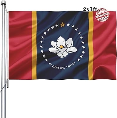 Nouveau drapeau de l'état du mississippi 2x3 extérieur double face - robuste