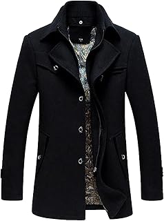 Manteau d'hiver mi-long en laine coupe slim pour homme
