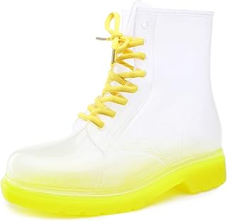 Bottes de pluie basses à lacets catata pour femmes, cuir gelée transparent, imperméables