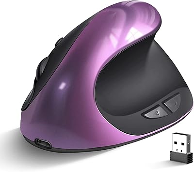 Souris verticale sans fil ergonomique rechargeable avec 6 boutons et 3 boutons réglables