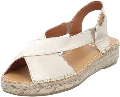 Espadrilles compensées en cuir véritable pour femmes avec sangle élastique d'alda-b