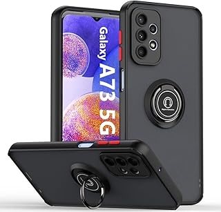 Coque samsung galaxy a73 5g, coque arrière rigide mate résistante aux chocs, anneau