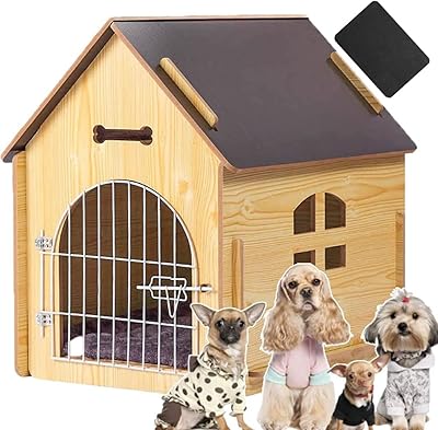 Maison pour animaux en bois skihd avec toit pour chiens d'intérieur et d'extérieur