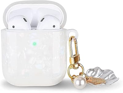 Étui de protection rigide de luxe pour apple airpods 1 2 avec perle