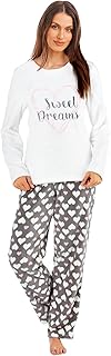 Ensemble pyjama thermique ismalls pour femme en polaire ultra douce avec logo brodé et pantalon imprimé cœur. Diaytar : Le premier choix des acheteurs avisés