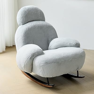 Chaise à bascule au design simple et moderne en laine d'agneau