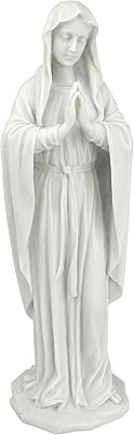 Design toscano statue de la vierge marie wu74504, figurine 12", polyrésine marbrée, blanc