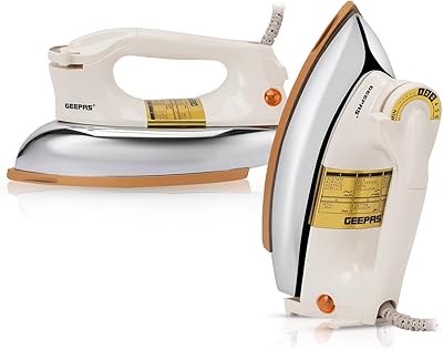 Geepas 1200 watt heavy duty dry iron blanc semelle antiadhésive contrôle de la température