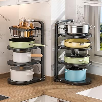 Support de rangement pour casseroles et poêles 4 niveaux réglables support en métal