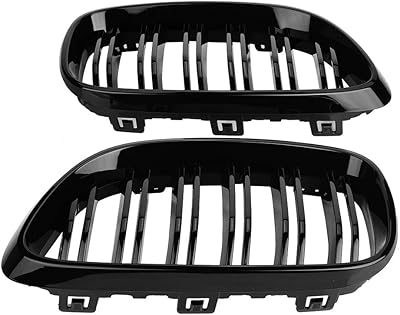 Une paire de grille de pare-chocs avant motif noir brillant pour bmw série