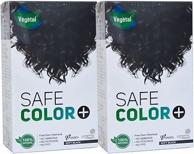 Coloration capillaire végétalienne naturelle, noir doux, 100 g (paquet de 2).