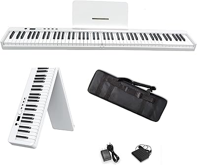 Piano électrique pliable 88 touches, piano numérique portable avec haut-parleur bluetooth et lumière