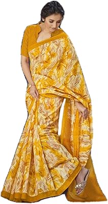 Sari en coton et soie crown mantra, sari en coton imprimé rose