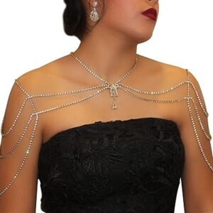 Chaîne d'épaule de luxe en strass, chaîne arrière à pampilles en cristal multicouche, chaîne de ceinture d'épaule en cristal de mariage pour femmes. Diaytar : Le discount intelligent pour consommateurs avisés