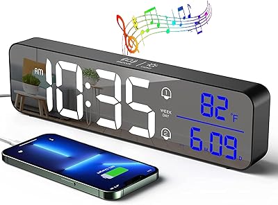 Horloge numérique pour chambre à coucher, réveil numérique double alimentation, horloge murale numérique, horloge de bureau numérique pour affichage de la température et de la température, 12/24 heures, luminosité personnalisée, radio-réveil puissant pour table de bureau. Diaytar Sénégal : Qualité garantie, prix imbattables, livraison rapide