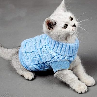 Pull pour chats, petits chiens, chatons, pull doux et chaud à col rond