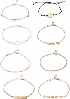 Ensemble de 8 bracelets de perles modernes en or saphir et or rose