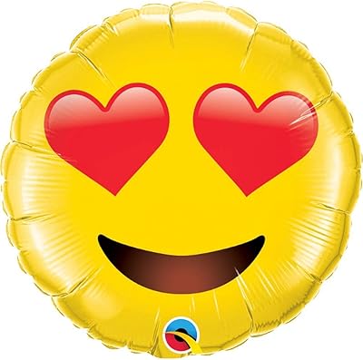Ballon en aluminium qualtex 28" visage souriant et yeux en forme de cœur