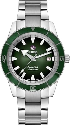 Montre automatique suisse captain cook pour homme, vert, gris chiné, bracelet