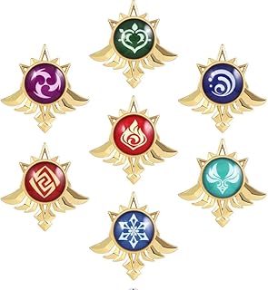 Ensemble de 7 épingles à impact genshin en émail avec symboles