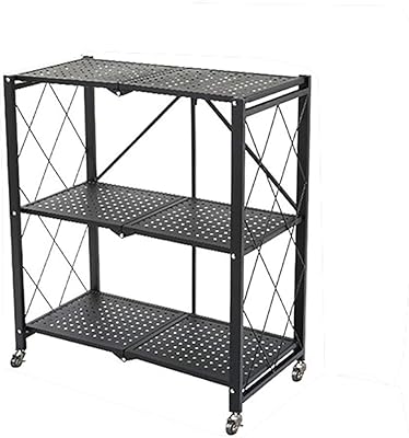 Meuble de rangement de cuisine avec 3 étagères en fil métallique, noir, leostar