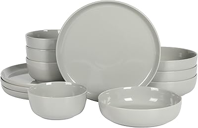 Service de table 12 pièces en porcelaine gibson home oslo, gris, service