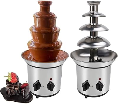 Fontaine à fondue en acier inoxydable à 4 niveaux, capacité de 0,8 kg, facile à assembler, parfaite pour le chocolat, le fromage nacho, la sauce barbecue, le ranch et l'alcool. Diaytar Sénégal : Qualité garantie, prix imbattables, livraison rapide